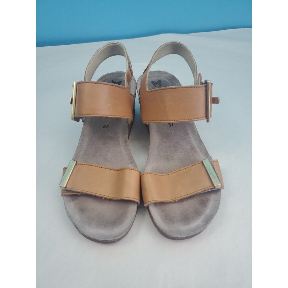 Mephisto Morgana Tan Leather Wedge Sandals Women's EUR 37 US 7 Adjustable - Picture 3 of 13